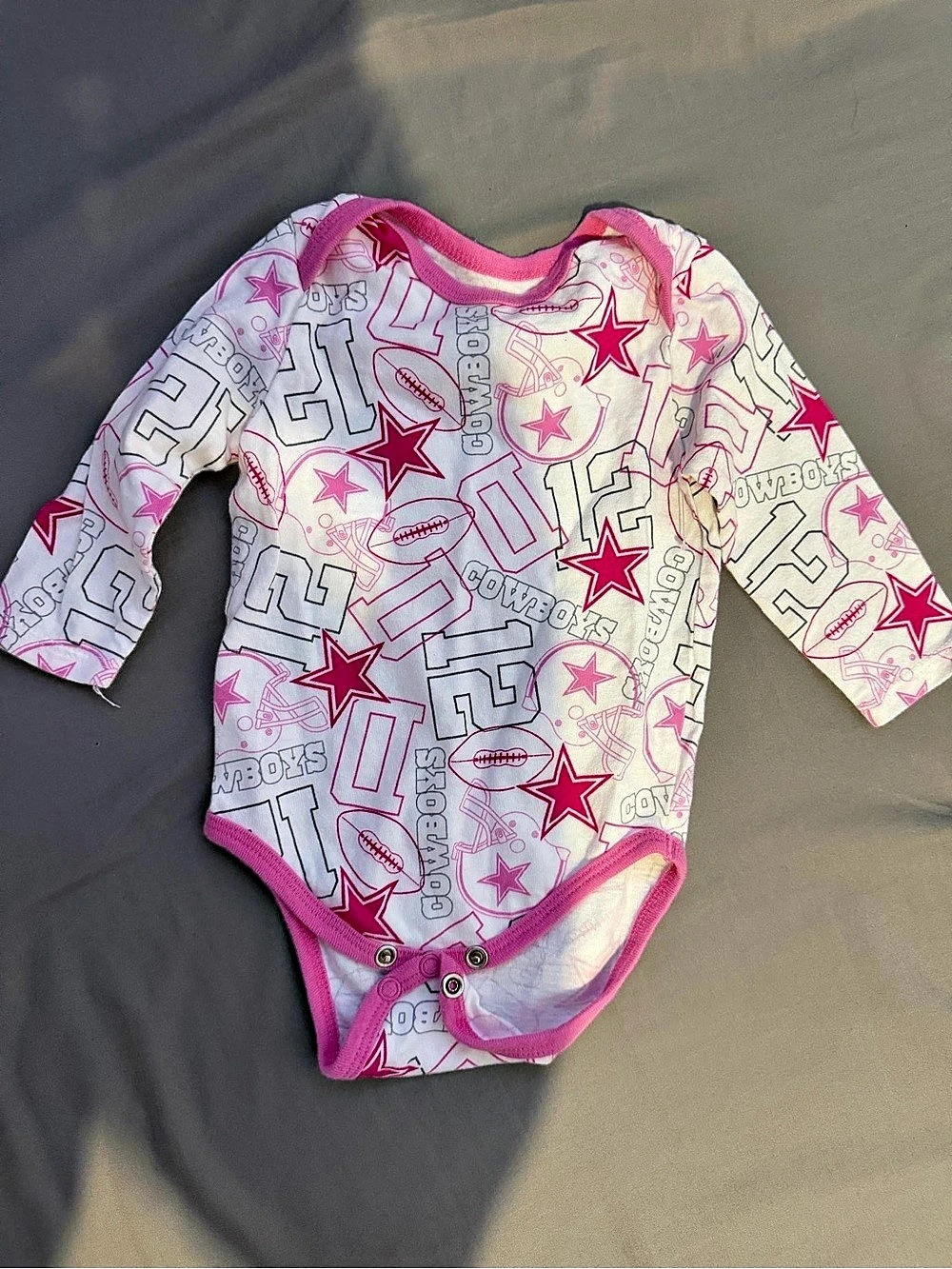 Dallas Cowboys Baby Bodysuit Pink & White Size 6M